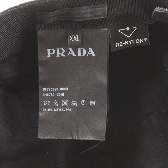 Pre-Owned Prada Re-Nylon Baseball Cap with Metal Logo Plaque in Black Size XXL - Picture 9 of 11